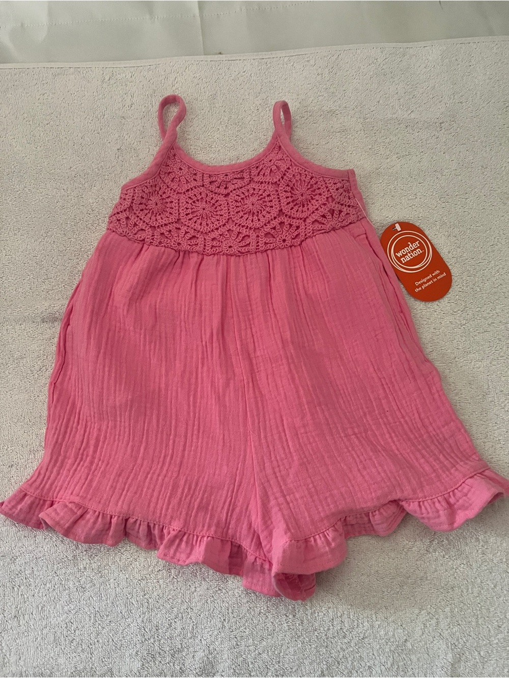 Pink Crochet-Trim Girls' Romper size 4T